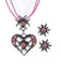 Vintage Rhinestone Edelweiss Heart Ribbon Necklace & Earring Set