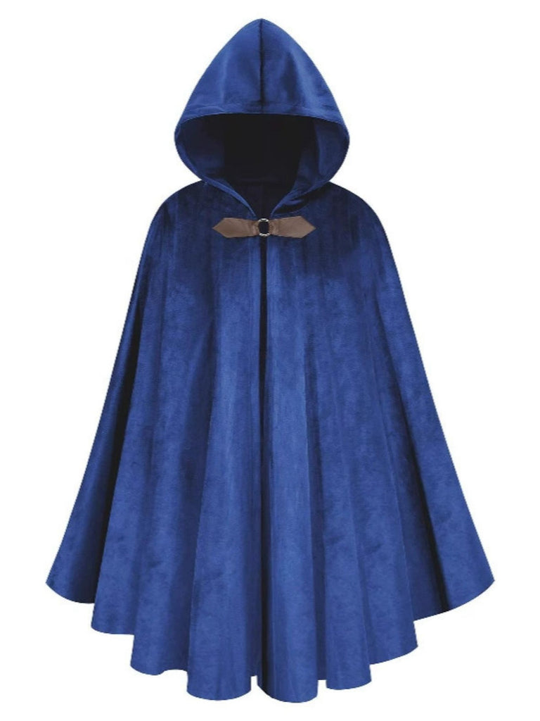 1940s Halloween Medieval Faux-Suede Cloak