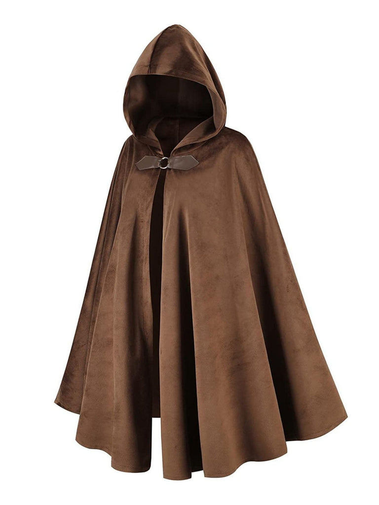 1940s Halloween Medieval Faux-Suede Cloak