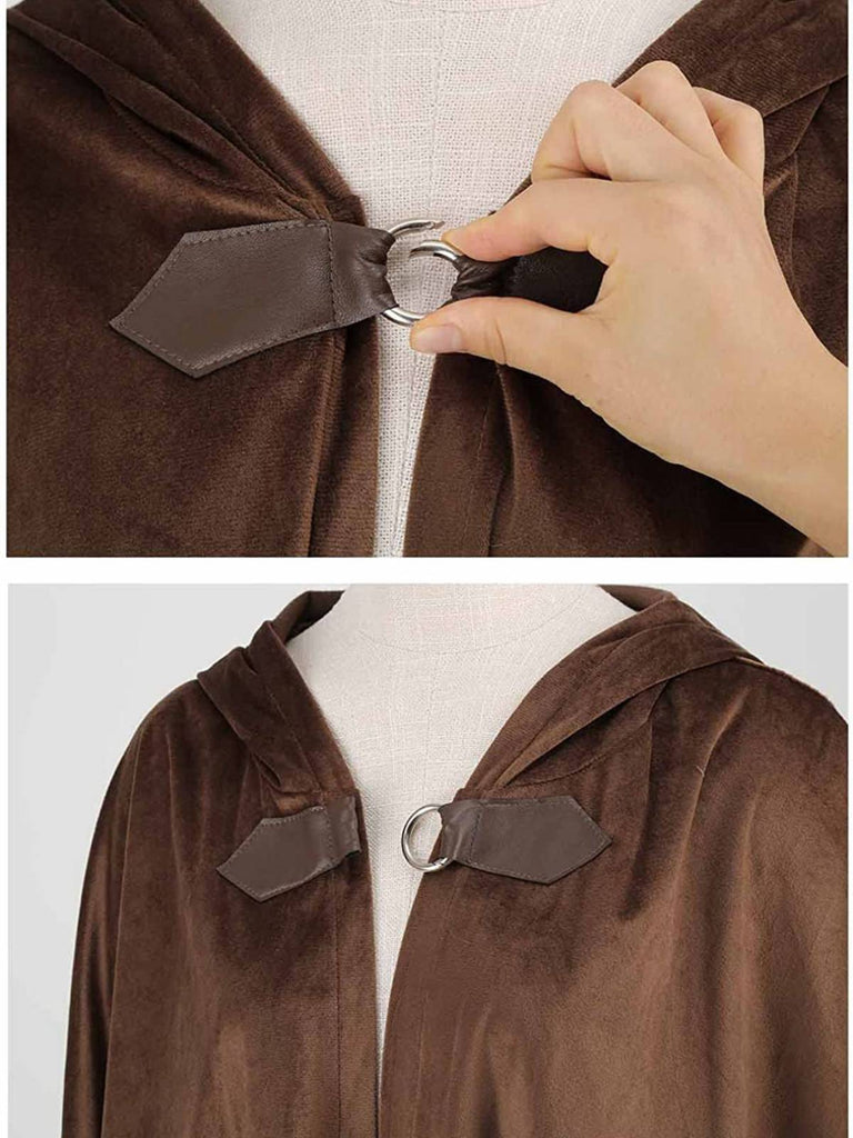 1940s Halloween Medieval Faux-Suede Cloak