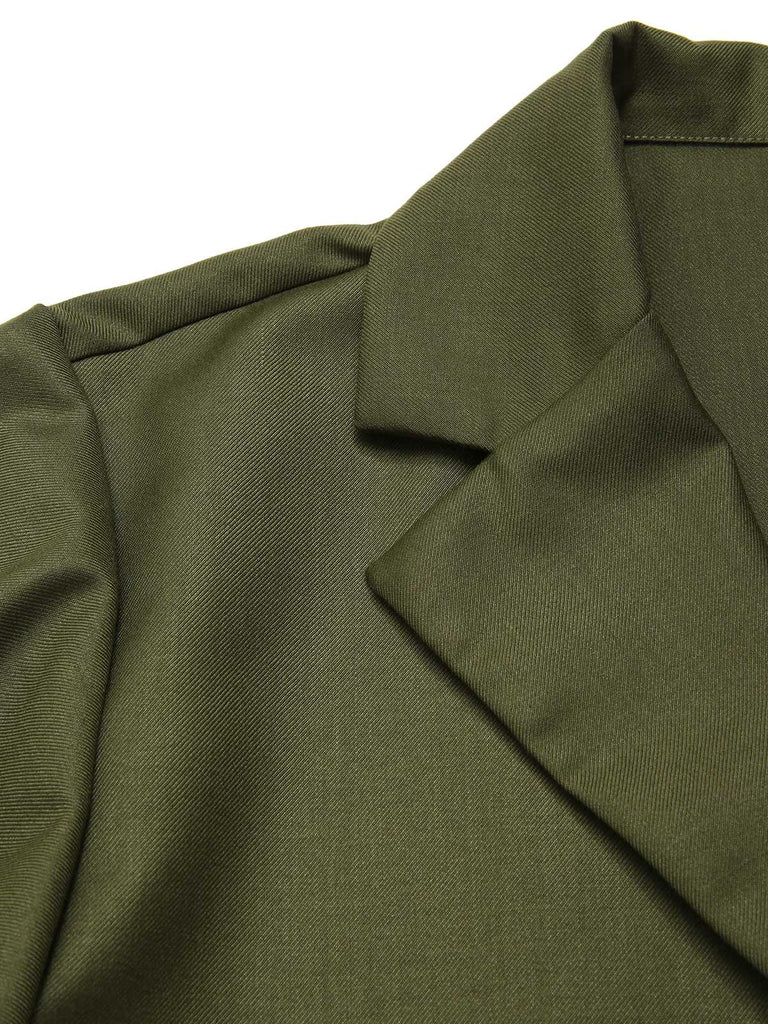 [Pre-Sale] Green 1950s Lapel Solid Cropped Cape