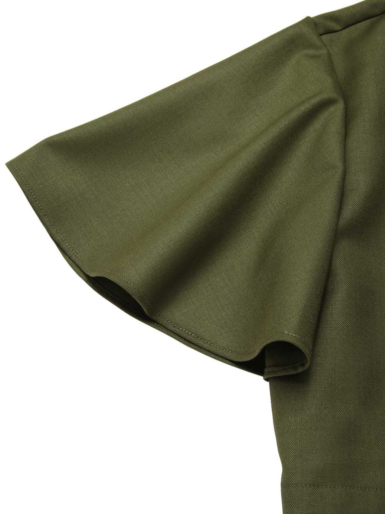 [Pre-Sale] Green 1950s Lapel Solid Cropped Cape