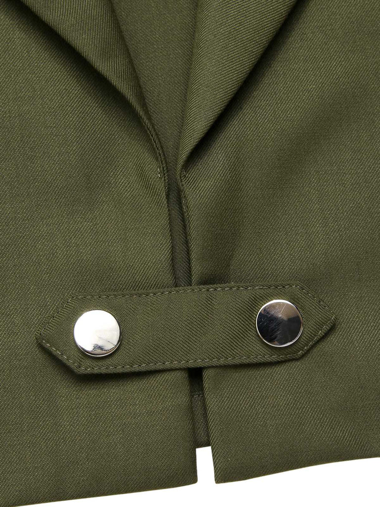 [Pre-Sale] Green 1950s Lapel Solid Cropped Cape