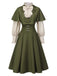 [Pre-Sale] 2PCS Green 1950s Victorian Bow Tie Dress & Cropped Cape