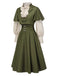 [Pre-Sale] 2PCS Green 1950s Victorian Bow Tie Dress & Cropped Cape