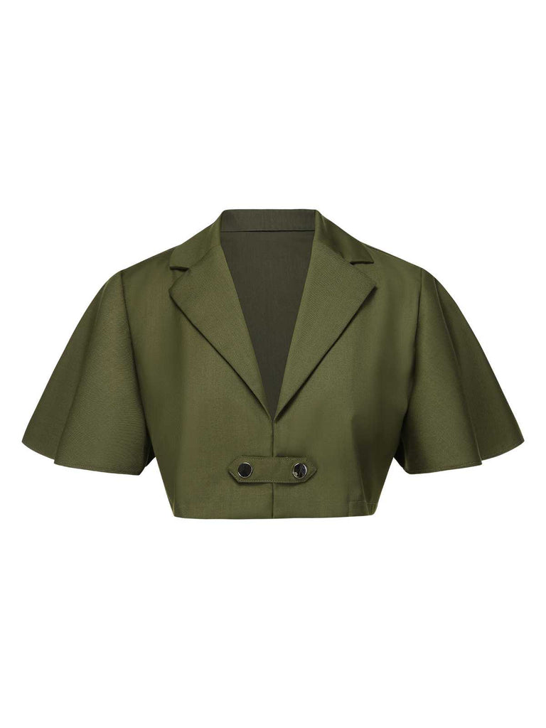 [Pre-Sale] 2PCS Green 1950s Victorian Bow Tie Dress & Cropped Cape
