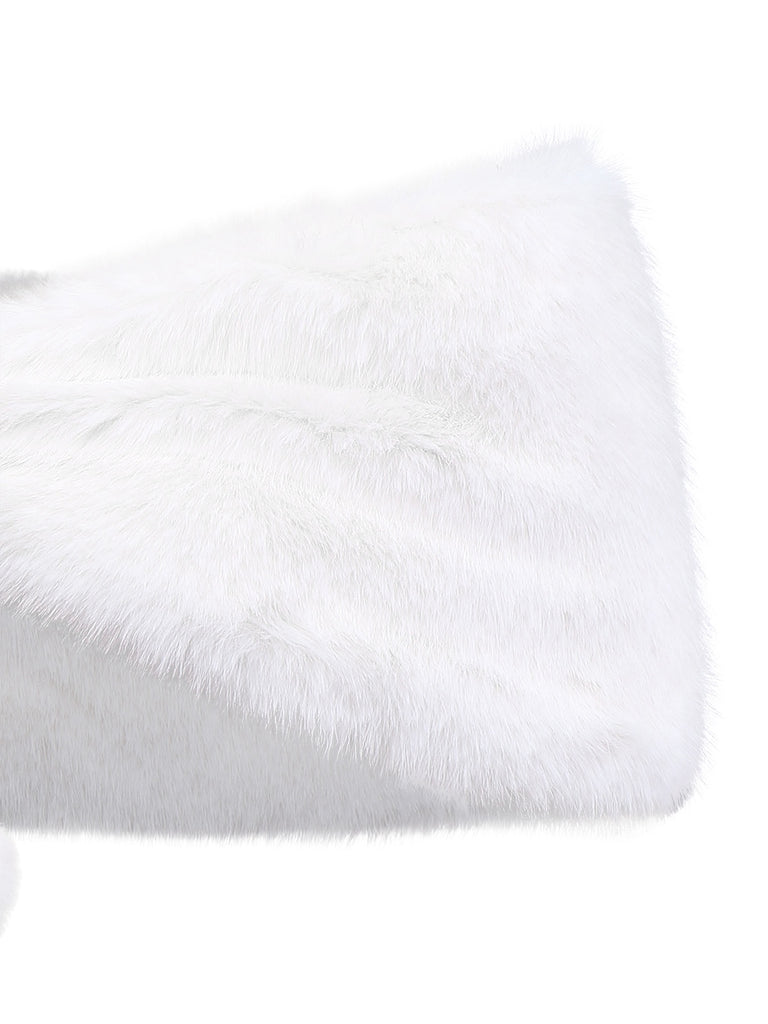 [Pre-Sale] 2PCS Red 1970s Velvet Sequin Faux Fur Trim Dress & Shawl