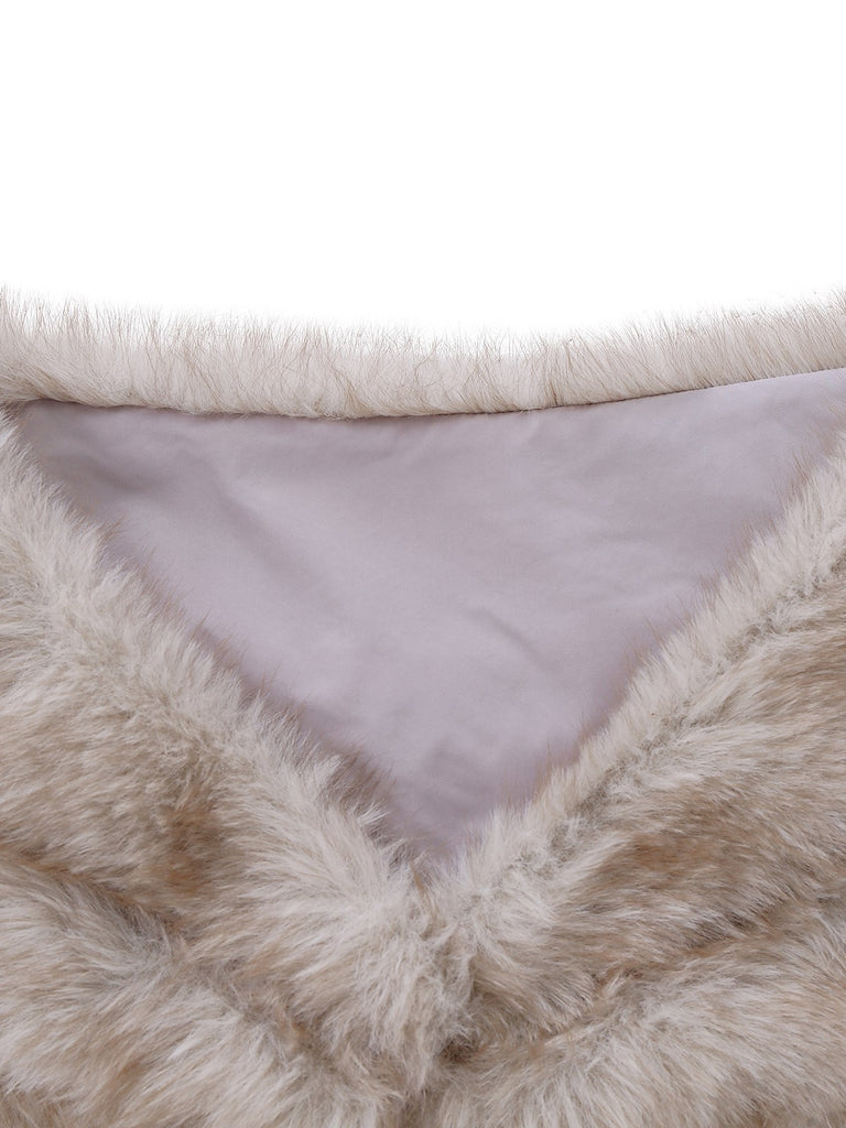 [Pre-Sale] 2PCS Brown 1920s Sequin Dress & Faux Fur Shawl