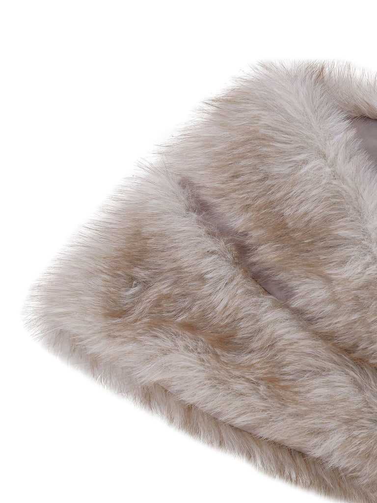 [Pre-Sale] 2PCS Brown 1920s Sequin Dress & Faux Fur Shawl