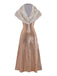 [Pre-Sale] 2PCS Brown 1920s Sequin Dress & Faux Fur Shawl