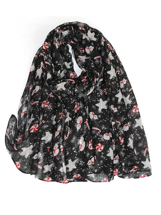 Vintage Christmas Cartoon Printed Silk Scarf