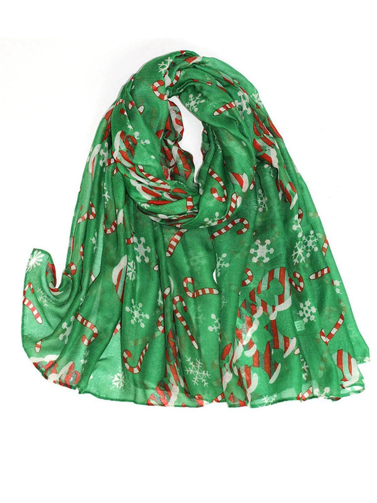 Vintage Christmas Cartoon Printed Silk Scarf