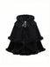 [Pre-Sale] 1960s Black Cat Lace Plush Trim Hooded Cloak