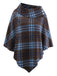 [Pre-Sale] Blue 1950s Plaid Button Poncho