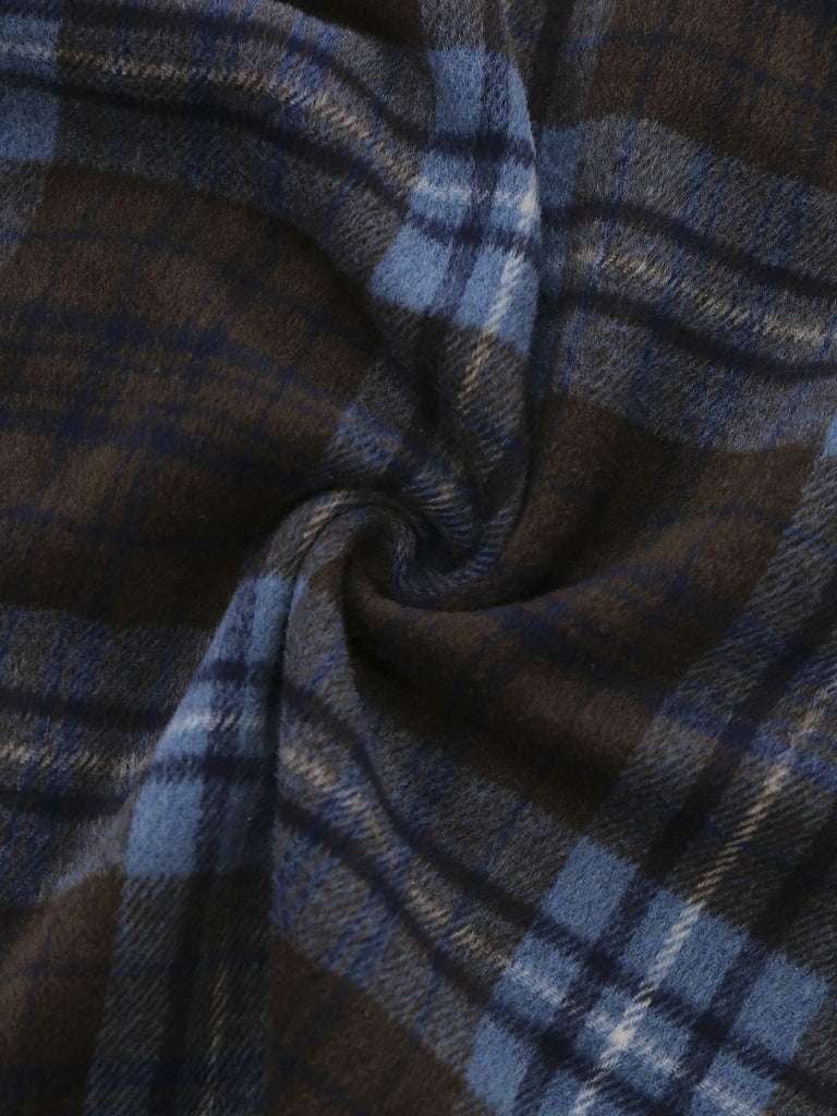 [Pre-Sale] Blue 1950s Plaid Button Poncho