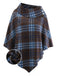 [Pre-Sale] Blue 1950s Plaid Button Poncho