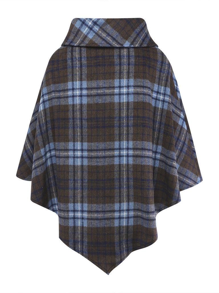 [Pre-Sale] Blue 1950s Plaid Button Poncho