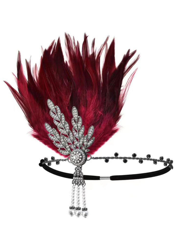 1920s Gatsby Feather Rhinestone Prom Headband