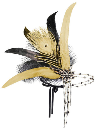 1920s Gatsby Peacock Feather Flapper Beaded Headband
