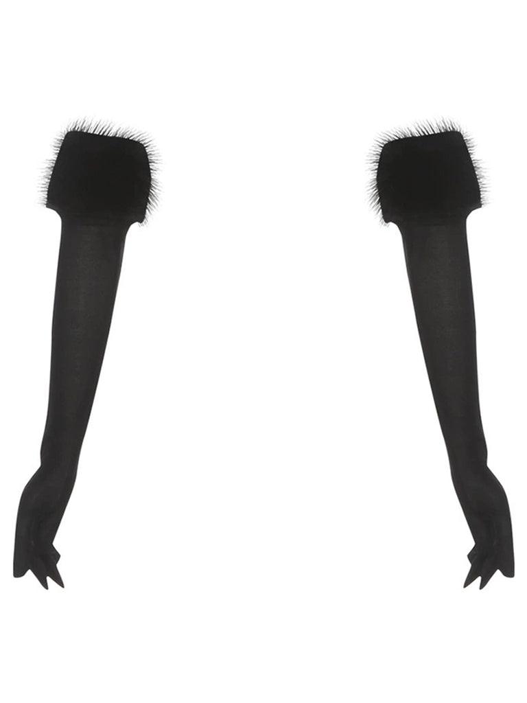 1980s Strapless Plush Fitted Top With Long Gloves