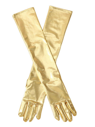Patent Leather Solid Full Finger Gloves