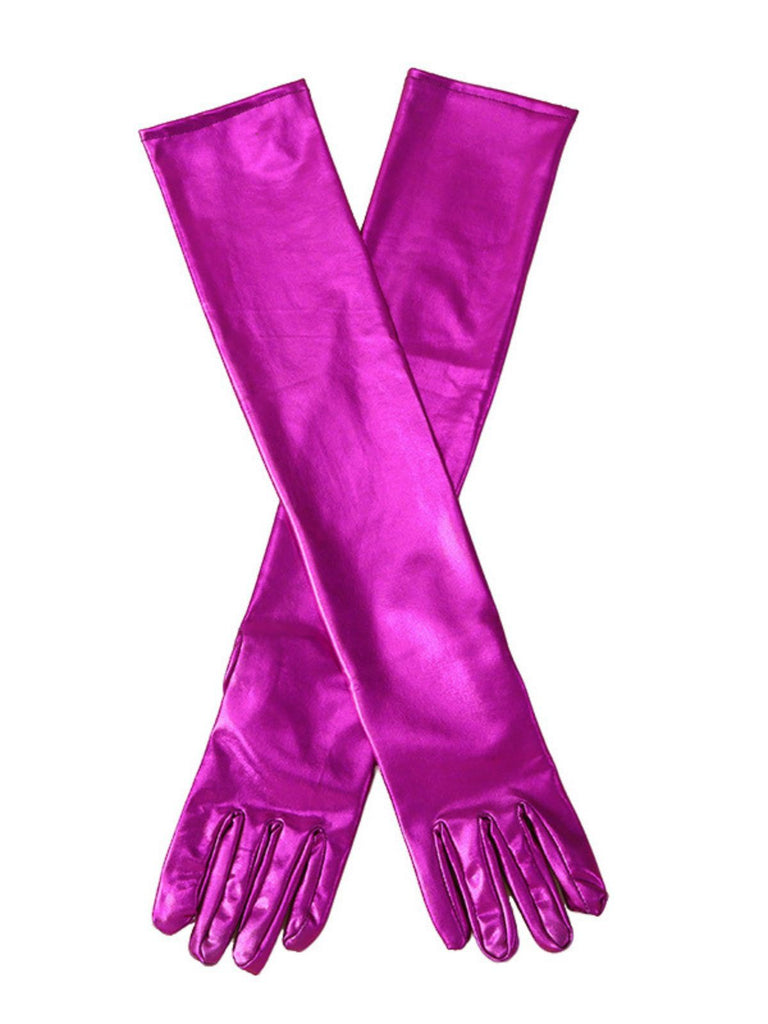 Patent Leather Solid Full Finger Gloves