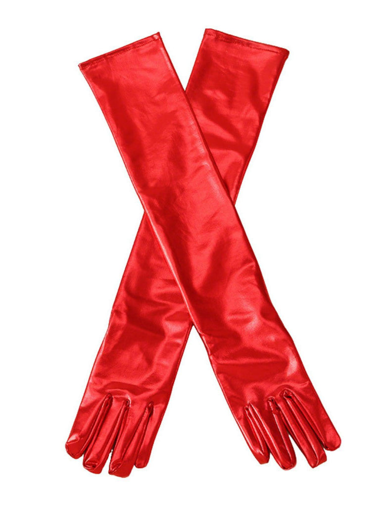 Patent Leather Solid Full Finger Gloves