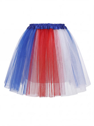 Red Blue White Mesh Tulle Skirt