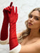 Velvet Feather Trim Over Elbow Gloves 4