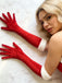 Velvet Feather Trim Over Elbow Gloves 5