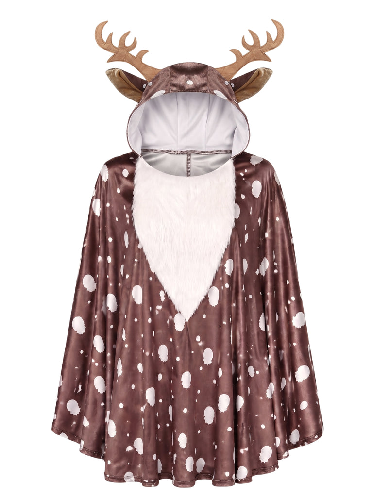 Christmas Spotted Reindeer Hooded Cape Costume 1