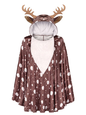 Christmas Spotted Reindeer Hooded Cape Costume 1