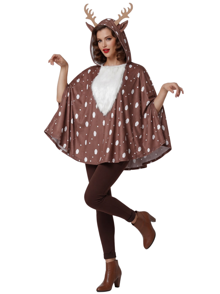 Christmas Spotted Reindeer Hooded Cape Costume 4
