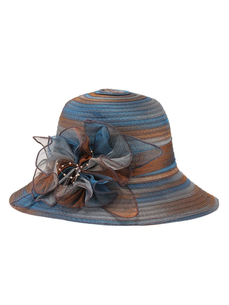Retro Stripe Gradient Organza Sun Hat