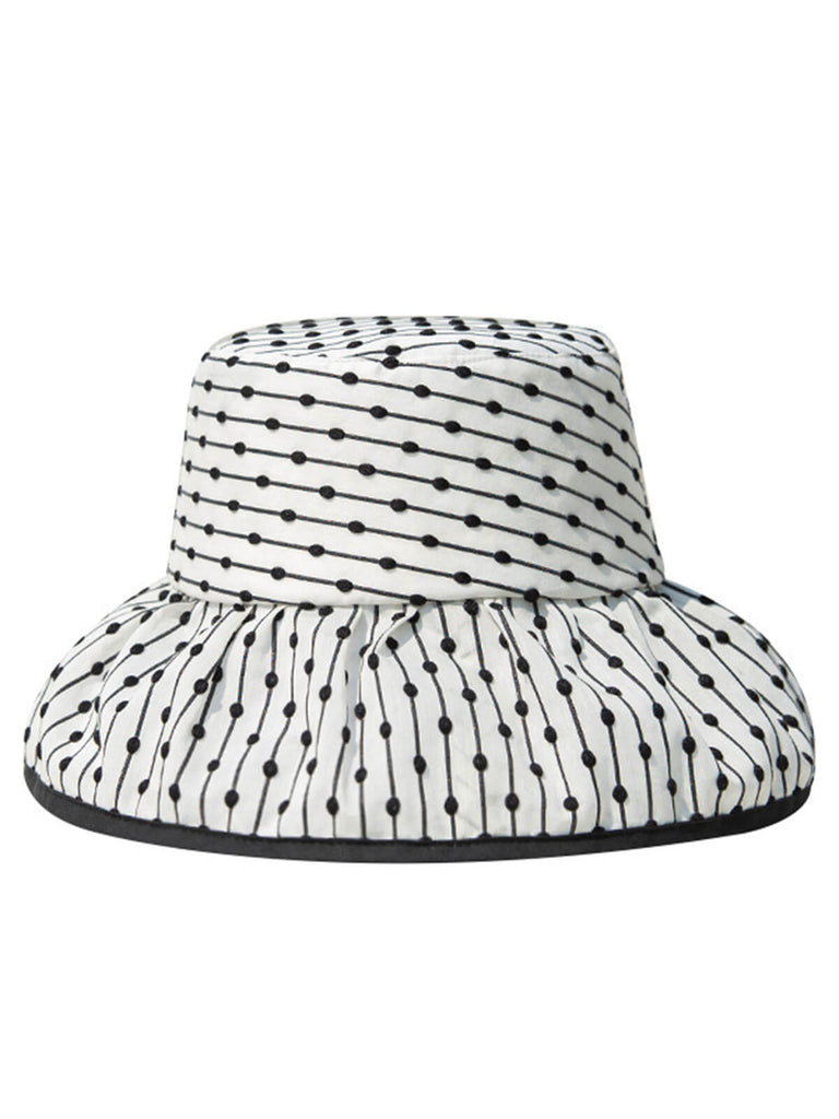 Black & White Lined Polka Dots Bucket Hat