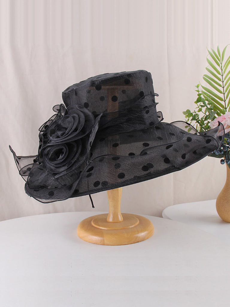 Elegant Polka Dot Organza Sun Hat