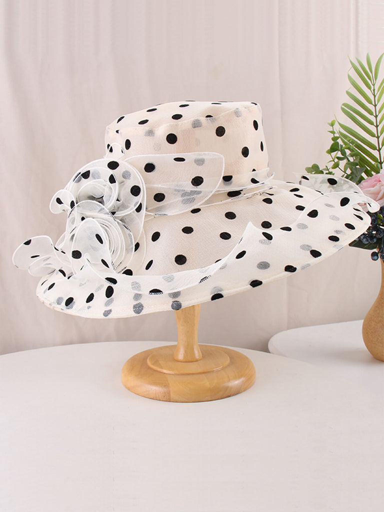 Elegant Polka Dot Organza Sun Hat