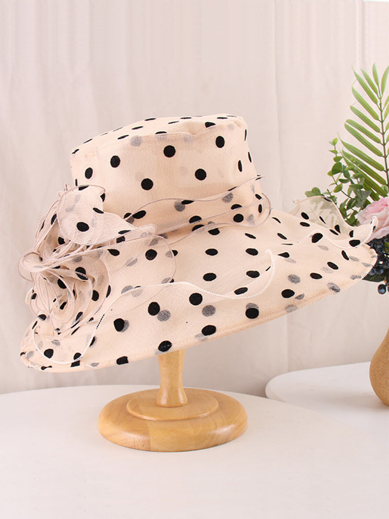 Elegant Polka Dot Organza Sun Hat