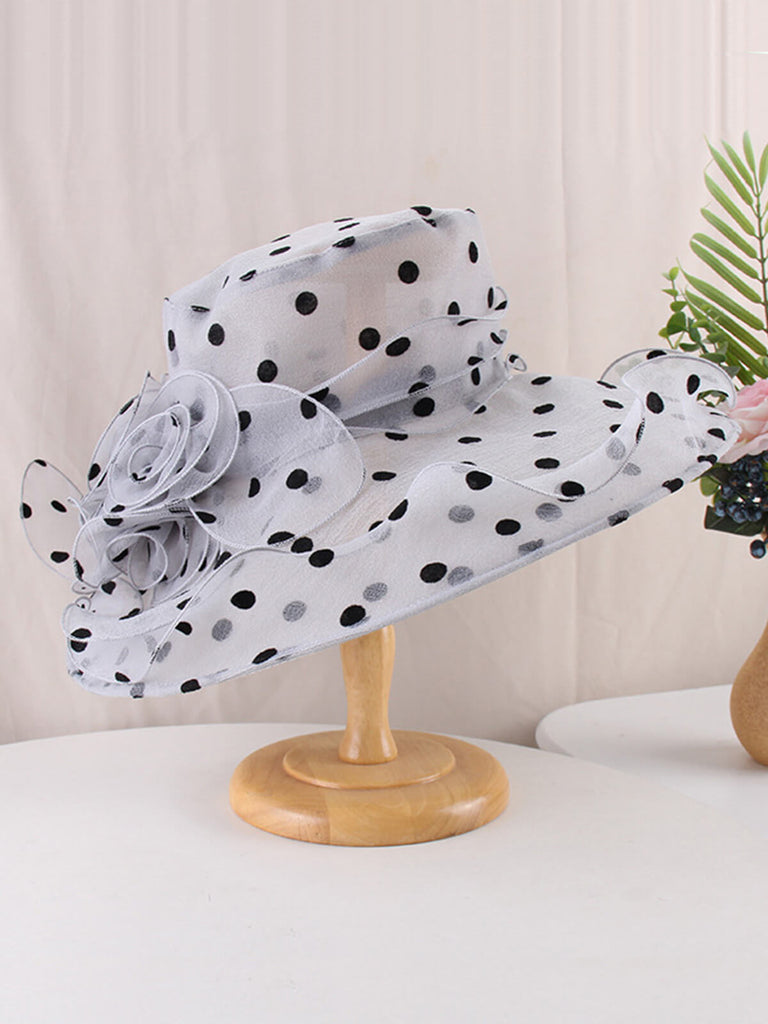 Elegant Polka Dot Organza Sun Hat