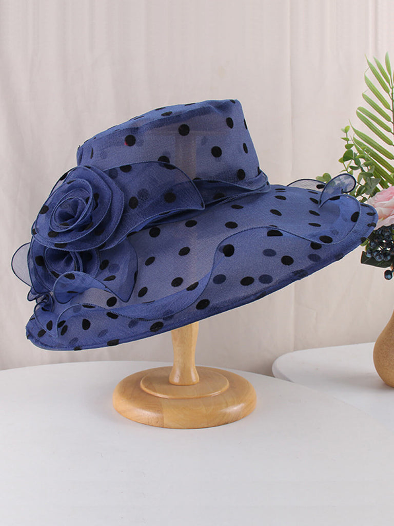 Elegant Polka Dot Organza Sun Hat