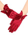 Deep Red Pearl Bow Satin Gloves