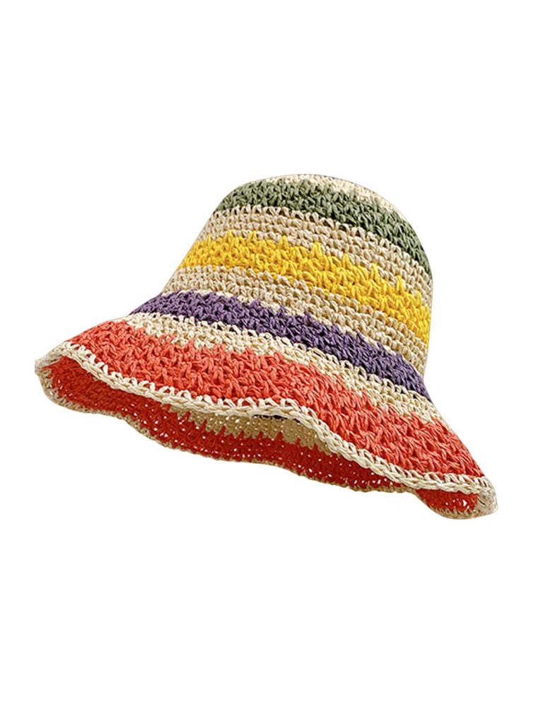 Vintage Multicolor Contrast Sun Hat