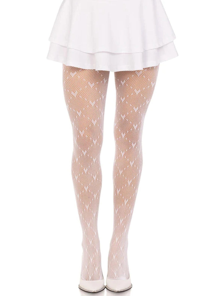 Retro Heart Argyle Lines Pantyhose Stockings