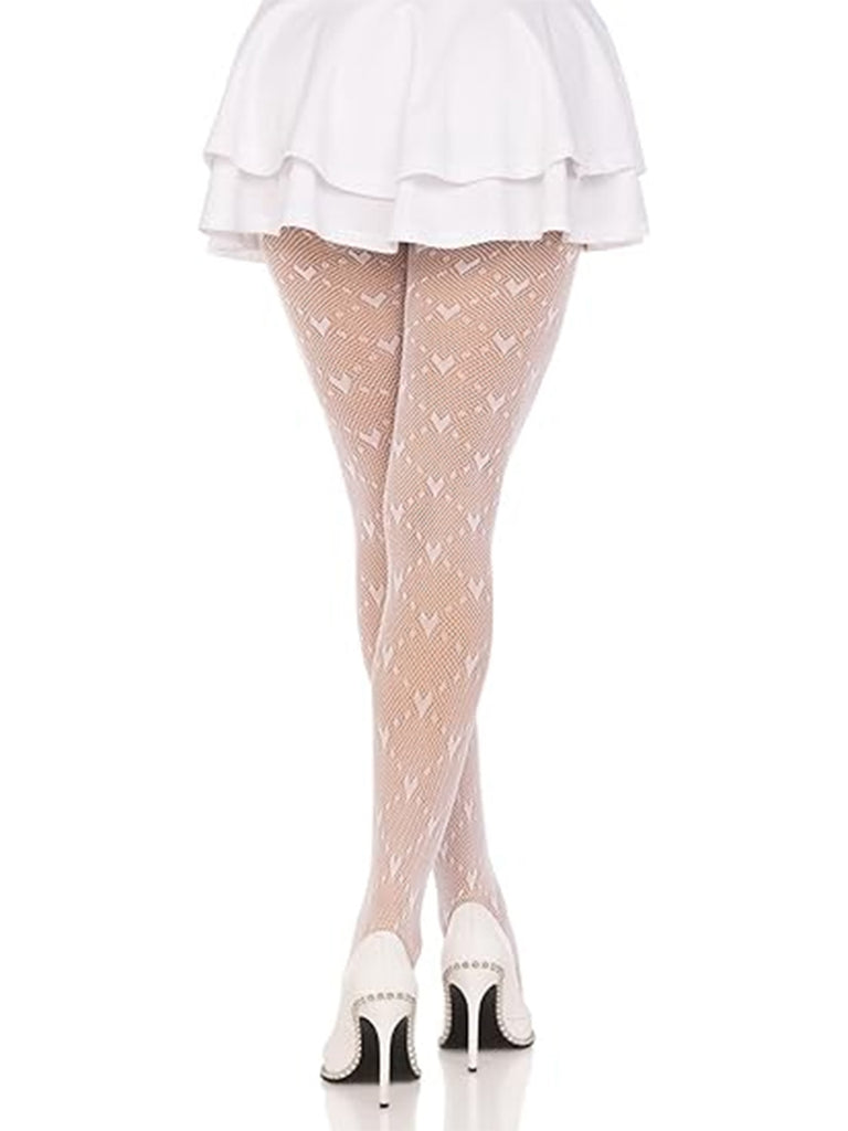Retro Heart Argyle Lines Pantyhose Stockings