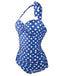 1950s Halter Polka Dot One-Piece Swimsuit