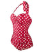 1950s Halter Polka Dot One-Piece Swimsuit