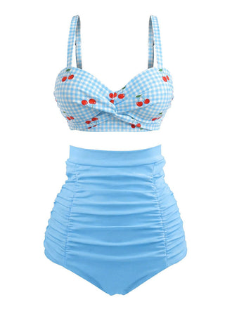 1940s Striped Colorblock Vintage Bikini Set, vintage swimsuit, pin-up swimwear - perfect for women who love vintage and retro fashion