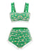 ‍Green 1950s Summer Daisy Tankini Set (58% off)