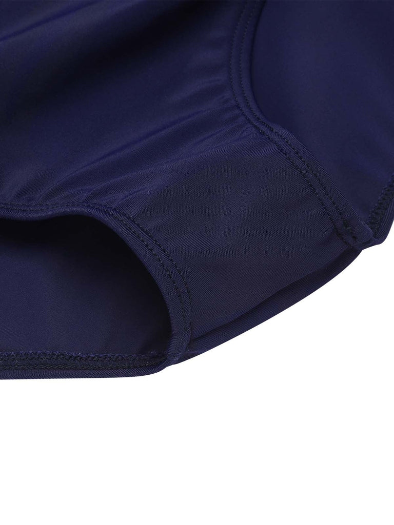 [US Warehouse] Navy Blue 1930s Halter One-piece Swimsuit