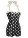 Black 1950s Polka Dots Halter Swimsuit